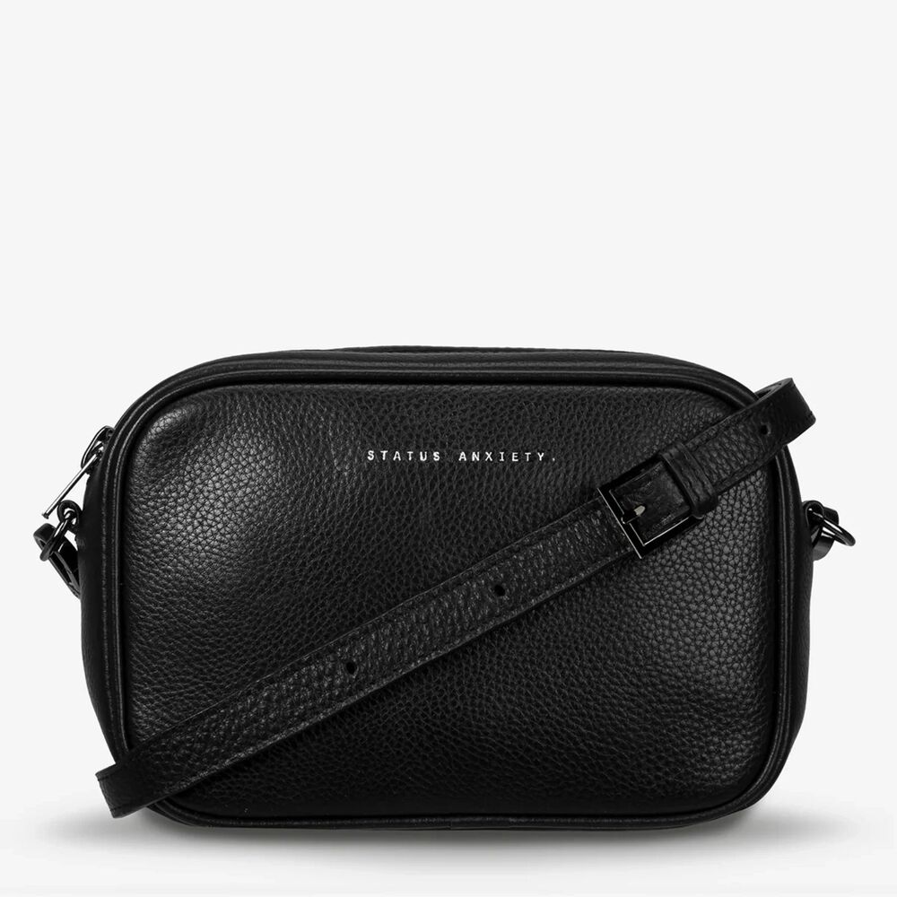 STATUS ANXIETY Black Pebbled Leather PLUNDER Crossbody Bag